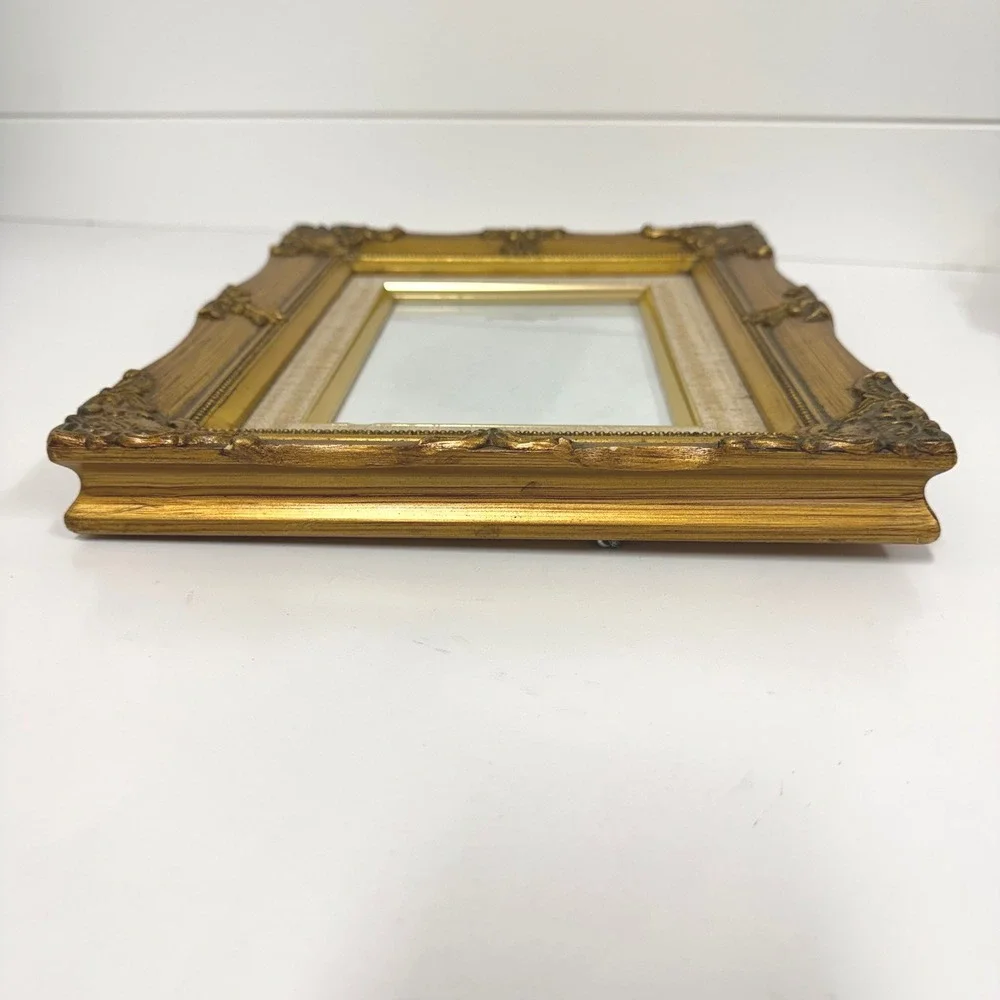Vintage Ornate Gold Gilt Frame with Linen Mat 5x7 Opening Baroque Style Decor